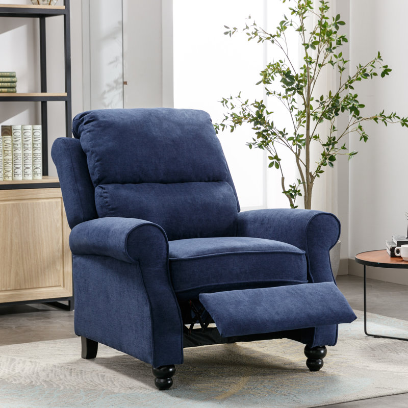 Fauteuil inclinable classique avec dossier large 35 po Claire, Mélange de polyester bleu