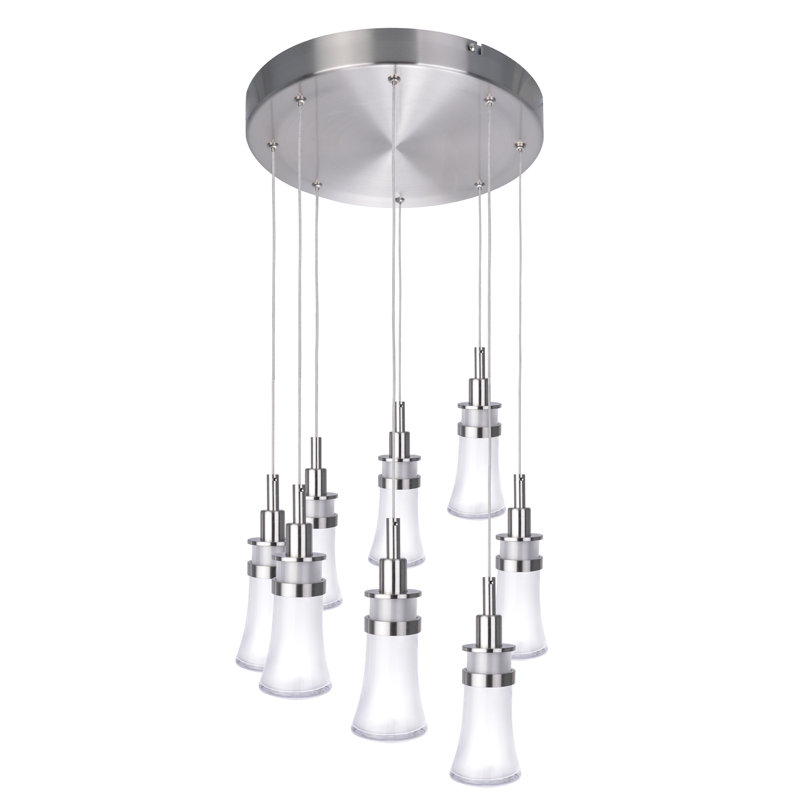 Polished Nickel Mini LED Bell Chandelier with 8 Lights