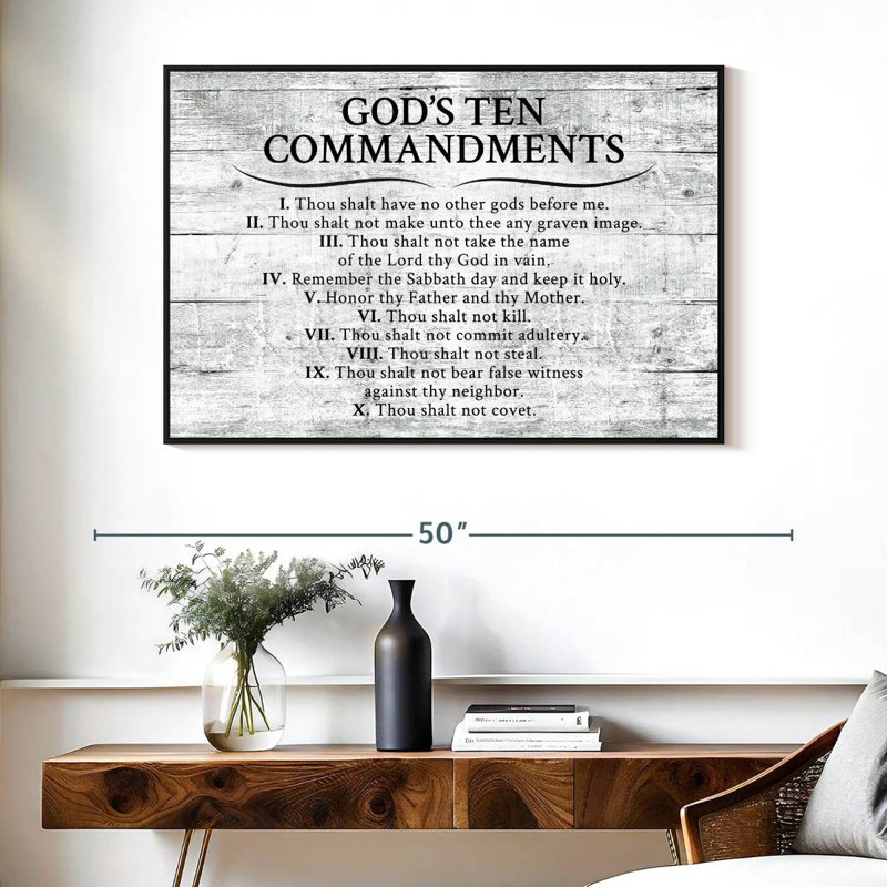 Tergel Ten Commandments Gray, 27" H x 40" W