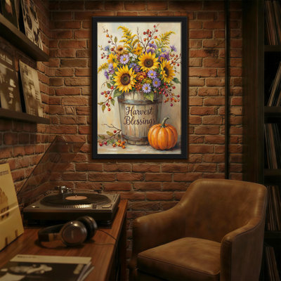 Plants & Flowers Harvest Blessings Floral Autumn Pumpkin Bucket Sunflowers