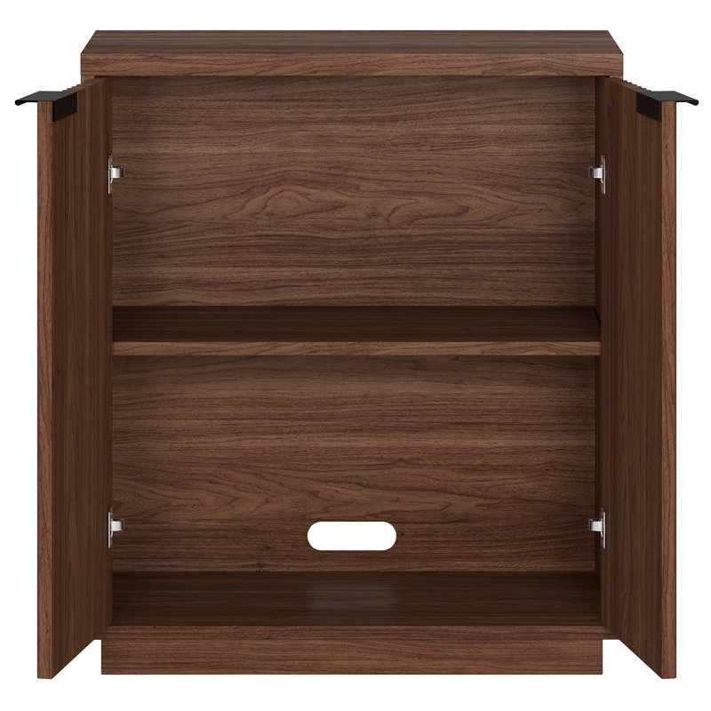 Alasha 28" Wide Rectangular Fluted Accent Cabinet, Satin Walnut