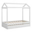 Lit simple en bois avec lit gigogne et toit, peut être décoré