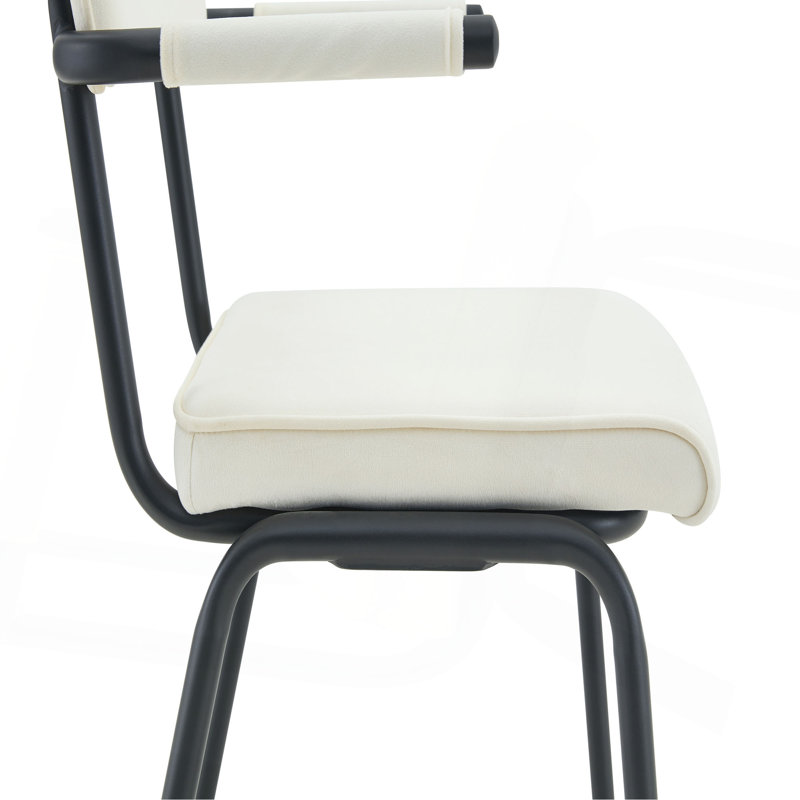 Chaises de salle à manger, chaises de salle à manger rembourrées et rembourrées avec un velours doux et doux pour la peau, accoudoirs à suspendre à la table, pieds en métal avec revêtement en aérosol