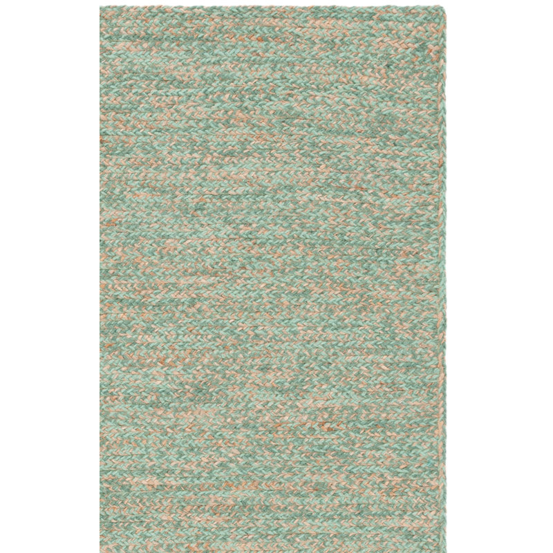 Jarico Natural Fiber Hand Loomed Wool/Jute Rug in Green/Natural, Square 6'