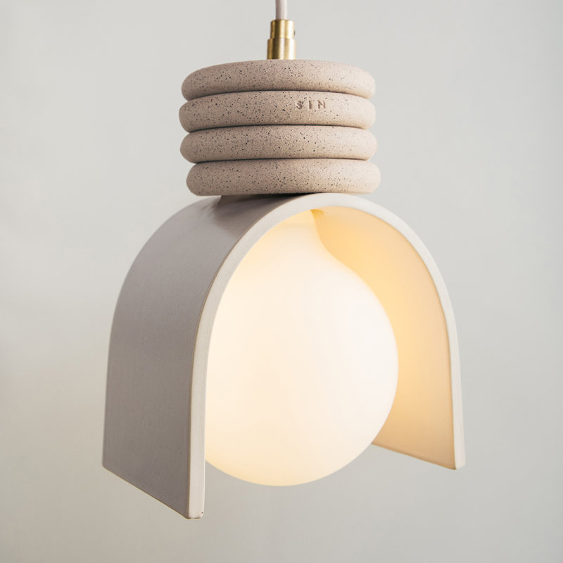 Lunar Pendant, Cream, Plug-in, No