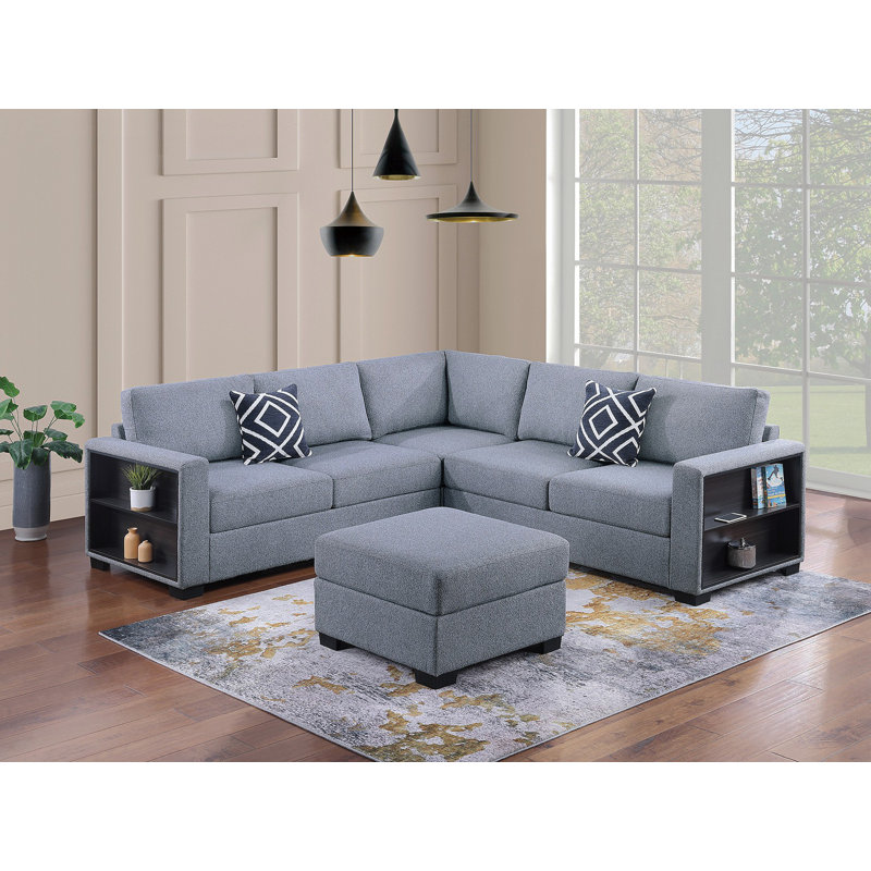 Ensemble de canapé modulaire contemporain 4 pièces, Boucle gris