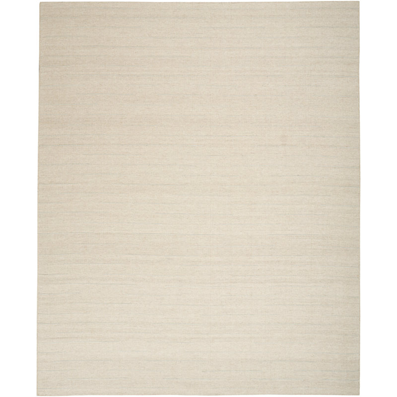 Anerinda Solid Hand Loomed Wool/Cotton Area Rug in Beige, Rectangle 8' x 10'