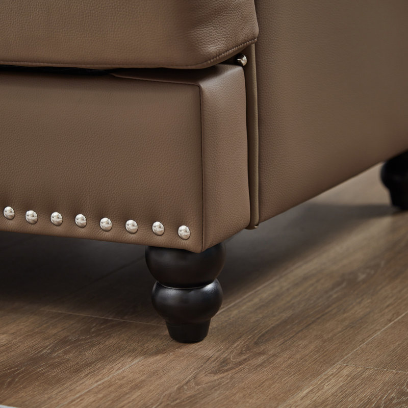 Canapé en cuir de vache de 59,5 po, Brun