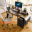 Bureau avec prise de courant, 3 tiroirs, poche latérale, bureau d'étude facile à assembler, cadre stable et réversible pour bureau à domicile, bureau d'ordinateur d'entreprise, table de jeu, coiffeuse