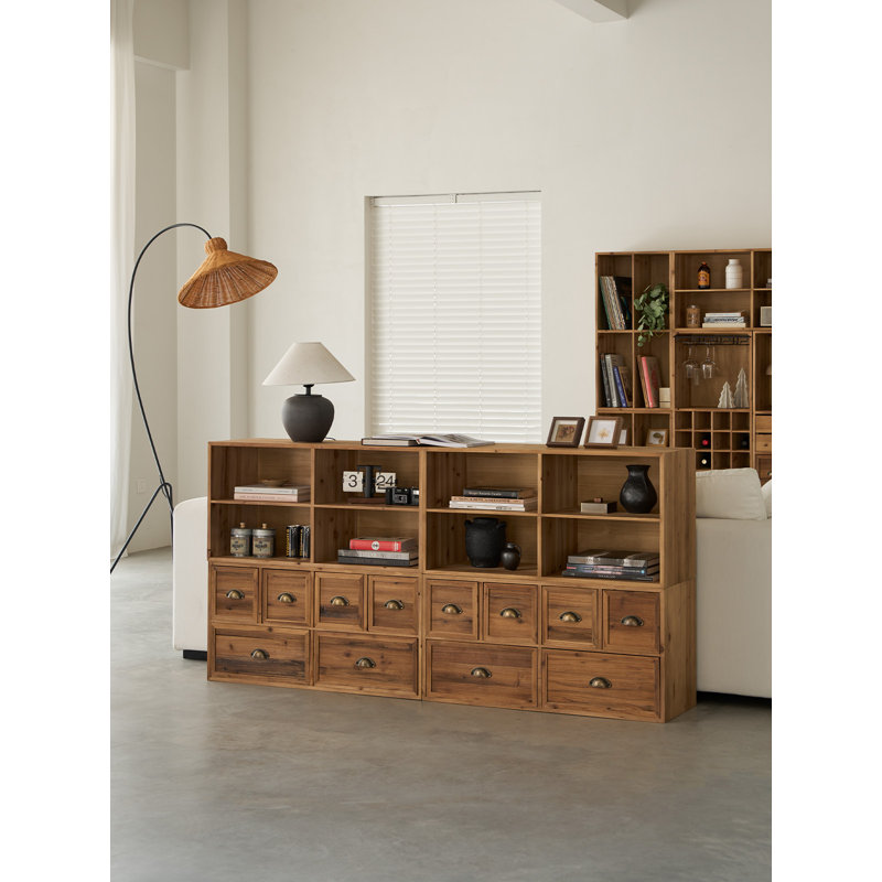 Armoire de rangement ouverte vintage à 4 compartiments, 35,4 po de largeur