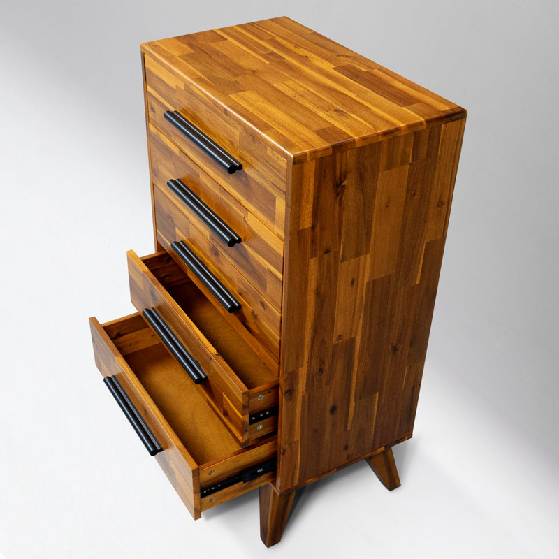 Commode 5 tiroirs Millwood Pines Linea, Caramel