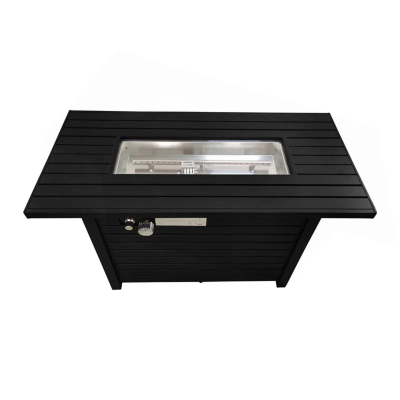25" H X 42" W Steel Outdoor Fire Pit Table With Lid