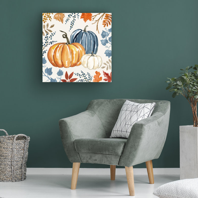 «Autumn Pumpkin I» sur toile par Victoria Barnes, art sur toile, H 24 po x l 24 po x P 2 po