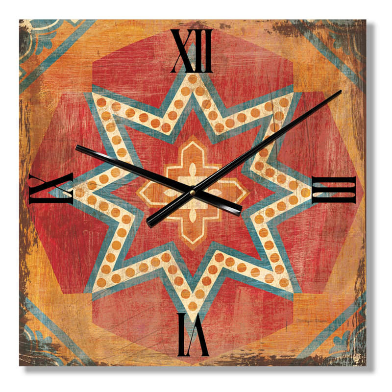 Carreaux marocains orange, collage I - horloge murale bohémienne, Petit