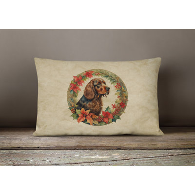Christmas Flowers Frame Outdoor Throw Pillow