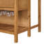 Îlot de cuisine Garren de style ferme moderne de 147 cm (57,68 pouces) en bois avec plateau en placage de marbre, 4 tiroirs, porte-verres à vin et étagère ouverte