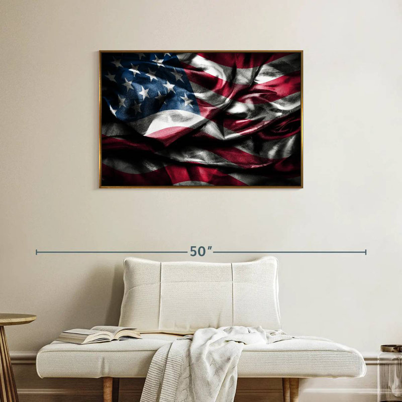 Drapeau américain flottant, Cadre flottant doré, 31 po x 21 po