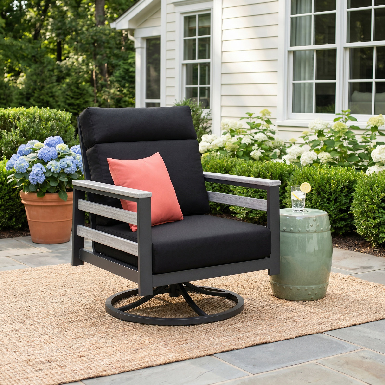Townsend Sunbrella® Swivel Patio Lounge Chair, Cast Silver, Gray