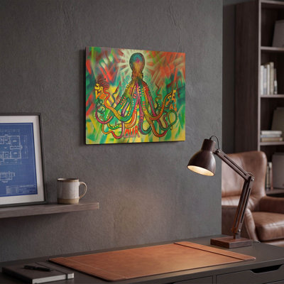 « Sauvons nos mers », une œuvre murale en métal doré de Dean Russo, 91,4 cm x 61 cm