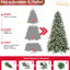 Arbre de Noël de 4 pi avec 747 pointes, baies rouges décorées et pin naturel, branches enneigées en PE +, conception à charnières à installation rapide et facile, support en métal fiable et givré Pe +