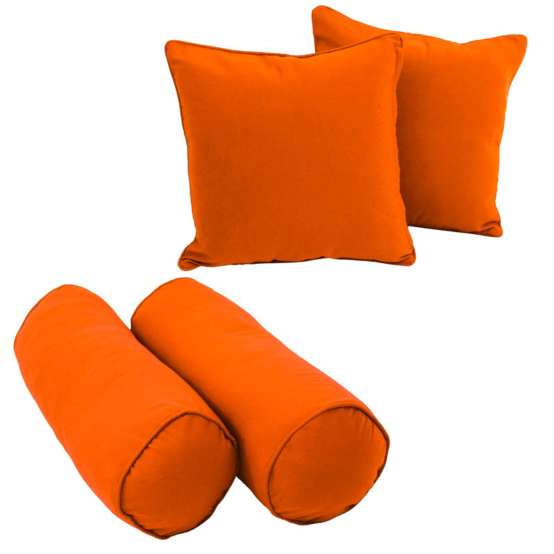 Cotton Blend Reversible Throw Pillow, Tangerine Dream