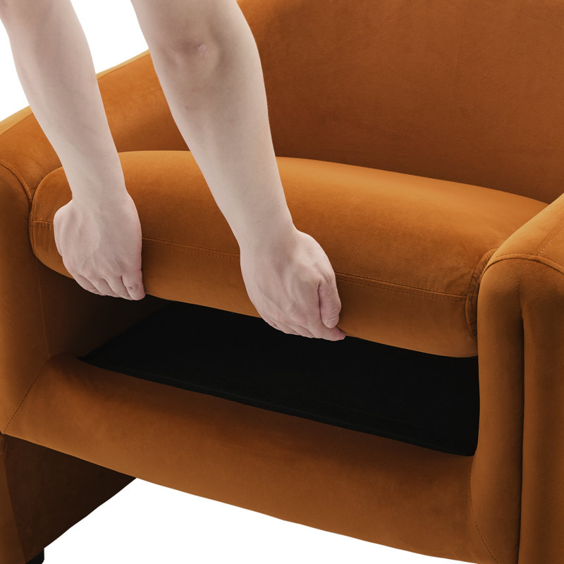 Esly 82Cm Wide Velvet Barrel Chair, Rusted Orange Velvet