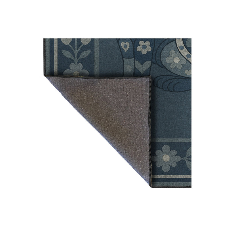 Tapis bleu tissé à motif lavable Mosso, 6'7" x 9'10"