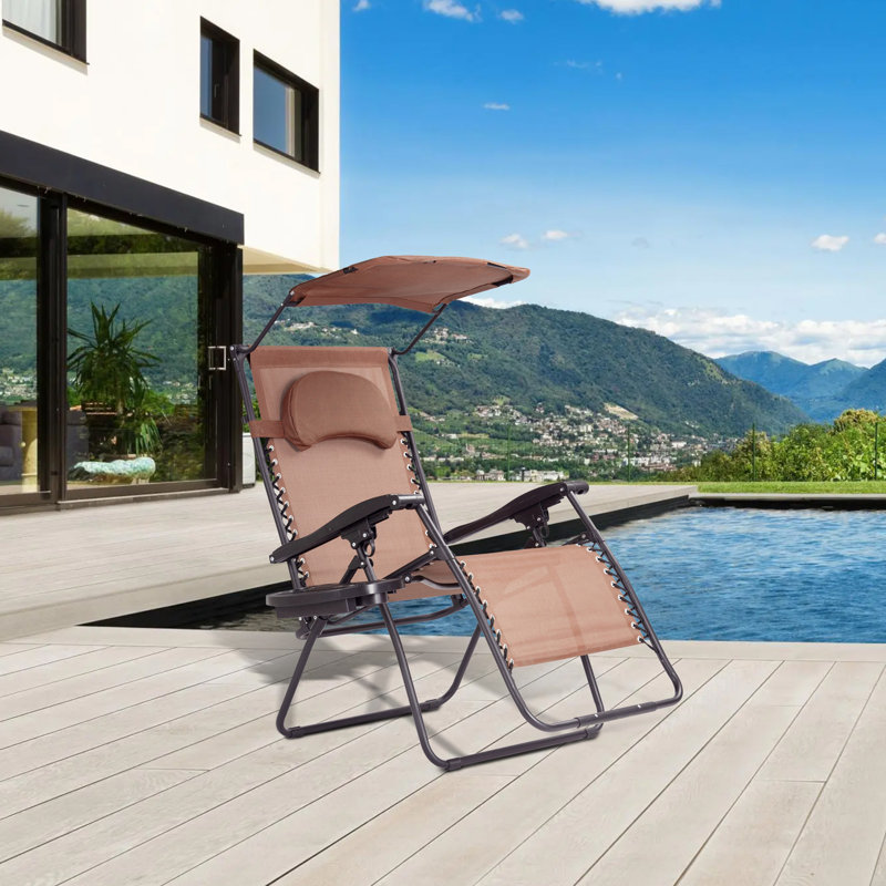 Folding Zero Gravity Chair, Black/Coffee
