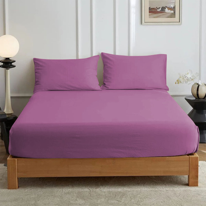 Leila Microfiber 25cm Deep Pocket Fitted Bed Sheet, Super King (6'), Purple