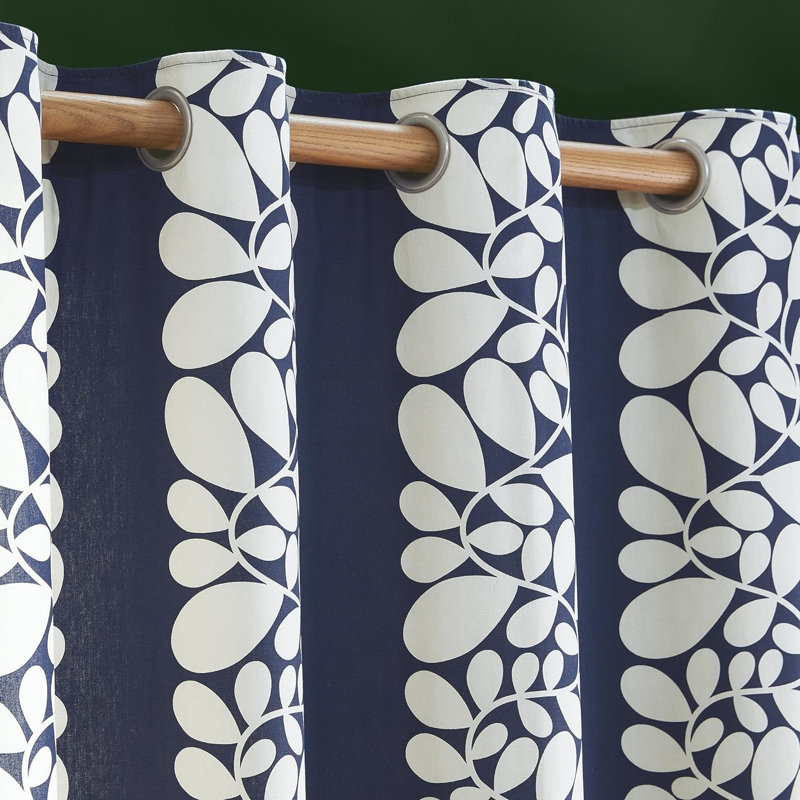 Orla Kiely Sycamore Stripe Blue Curtains, 229cm Width x 229cm Drop