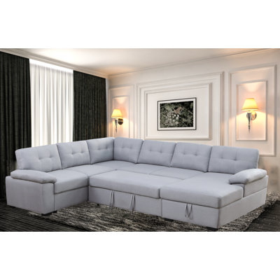 Upholstered Sectional Sleeper Sofa & Chaise