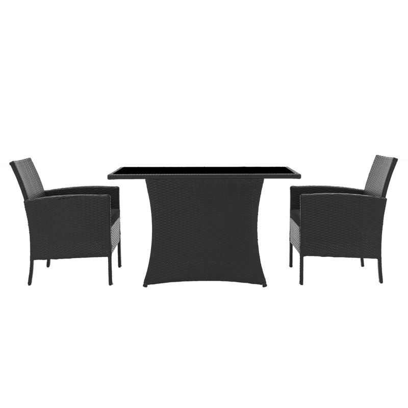 Aceson 2 - Person Patio Dining Set with Rectangular Table, Black