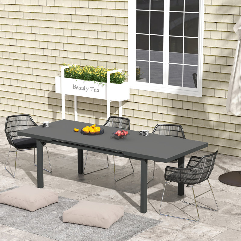 Mettie Rectangular Extendable Outdoor Dining Table , 186cm cm W 100cm cm D