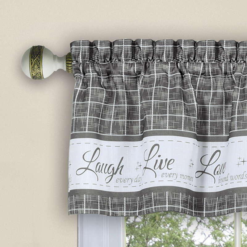 Checkered Tailored Kitchen Curtain, 58" W x 36" L, Gray