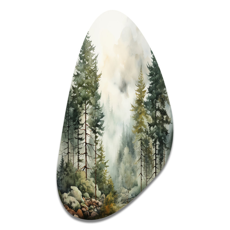 Gullermo - arbre pin, art mural asymétrique en métal, H 39 po x l 21 po
