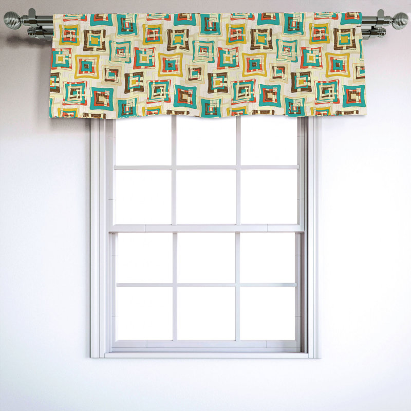 Sateen Geometric Ruffled Window Valance