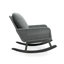 Ensemble de conversation moderne 3 pièces avec chaises berçantes en rotin PE gris et table d'appoint en bois, parfait pour la détente sur le patio ou le balcon