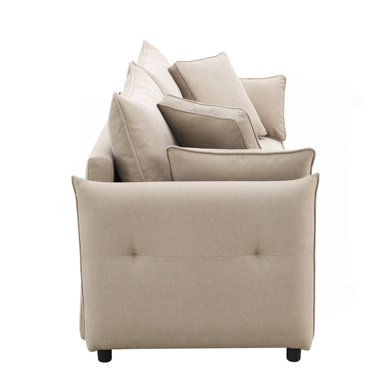 Lit gigogne escamotable en tissu avec rangement, Beige Fabric
