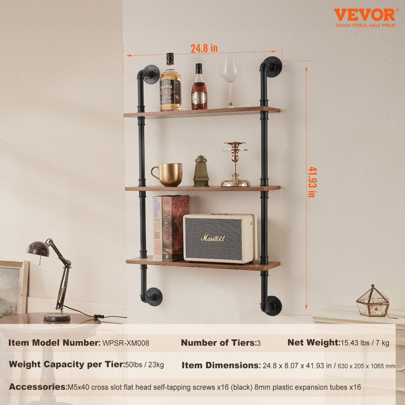 3 Piece Square Wood Floating Shelf