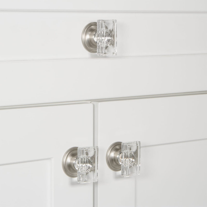 Carré Rectangular Cabinet Knob, Satin Nickel