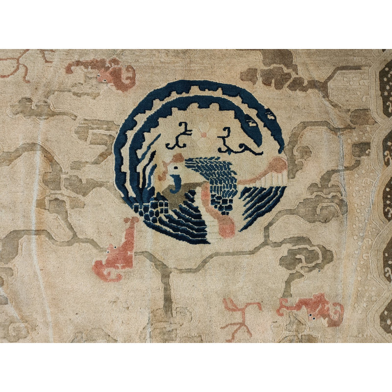 Antique Chinese - Peking Ivory 1880s  Wool Rug