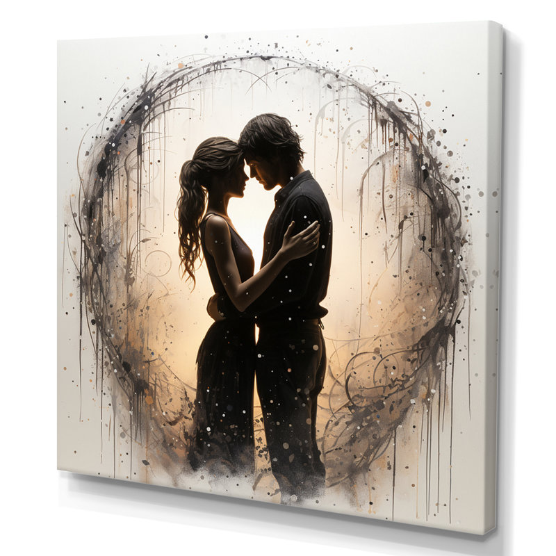 Romantic Couple Canvas Wall Art, Love Embrace Art Print - Romantic Timeless Embrace II, Wrapped Canvas