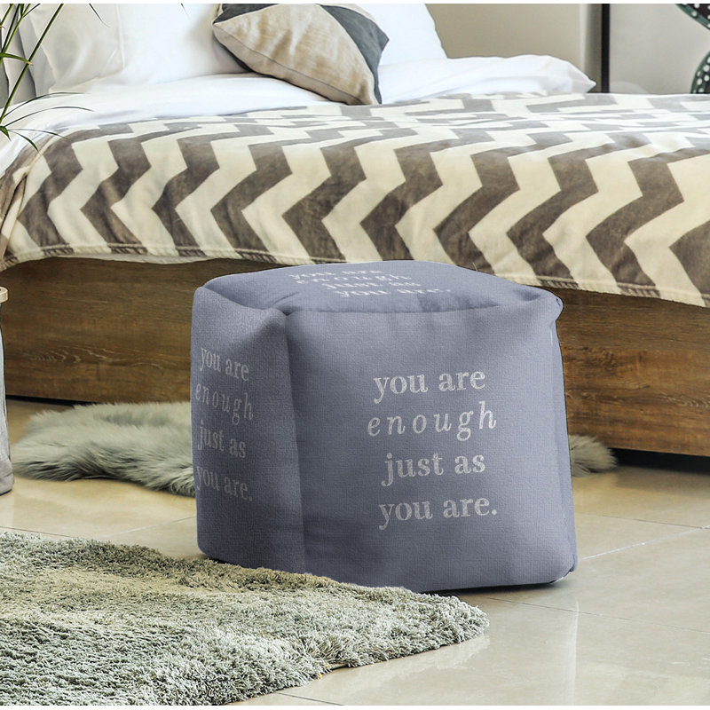 Upholstered Ottoman, Blue/White