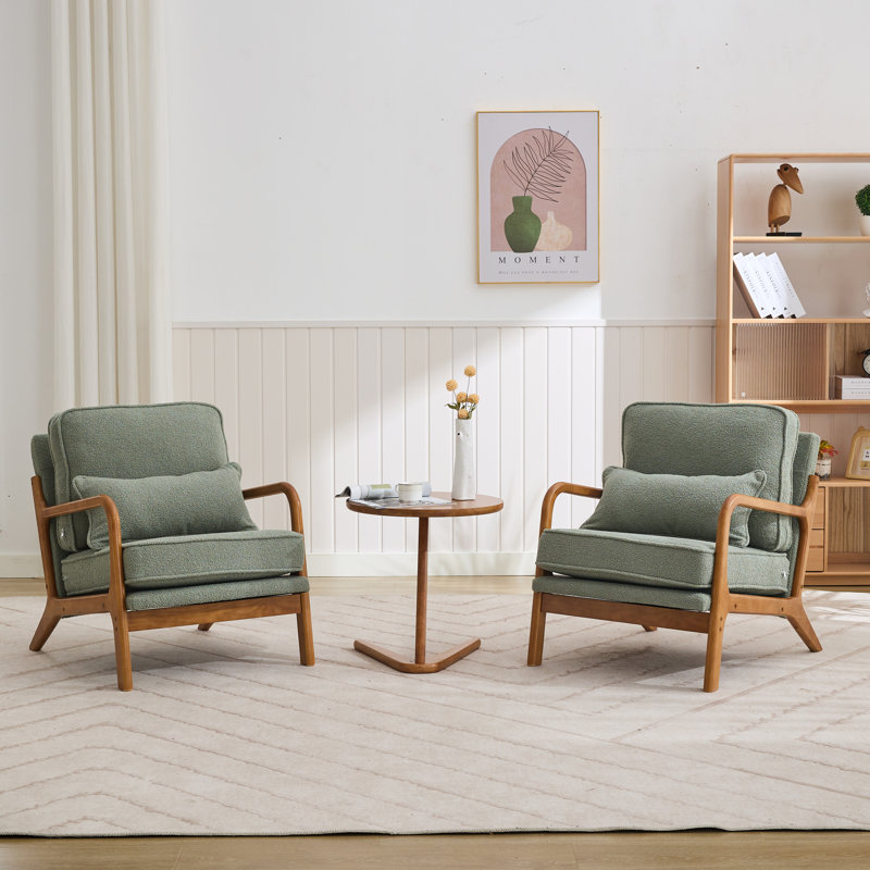 Holdyn Upholstered Armchair, Light Green Polyester
