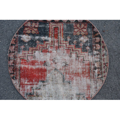 Tapis turc fait à la main de style Oushak rétro fabriqué à partir de matériaux biologiques rouge / mauve à la main