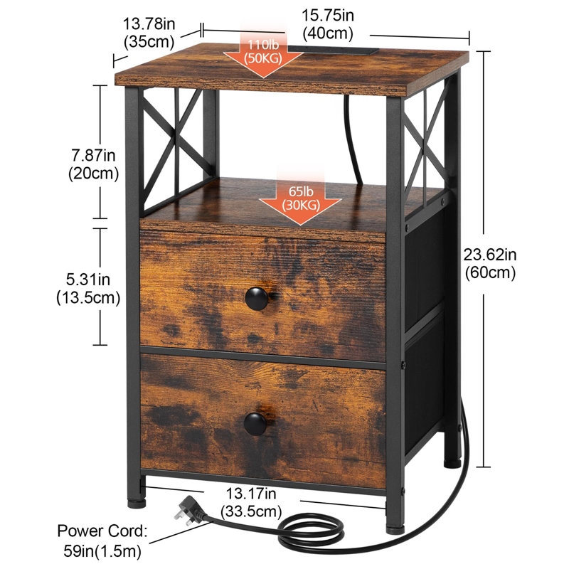 40cm W Bedside Table