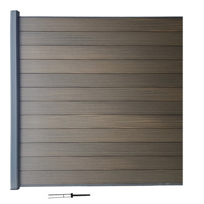 Panneau de clôture en composite embossé gris de 6 pi x 6 pi avec supports à creuser