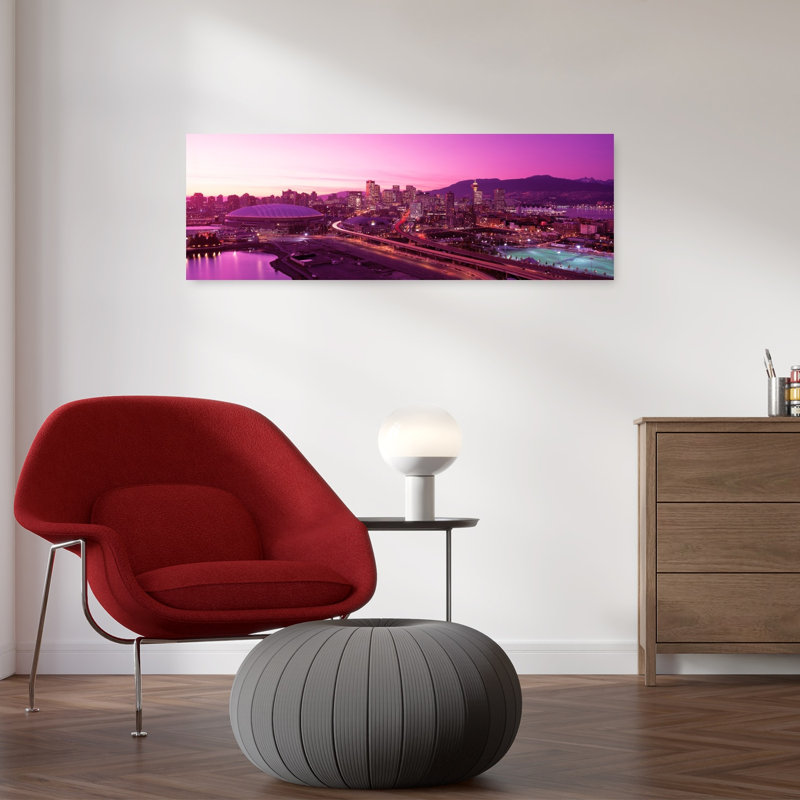 Skyline Vancouver, Colombie-Britannique, Canada, architecture contemporaine abstraite, art mural, H 36 po x l 12 po