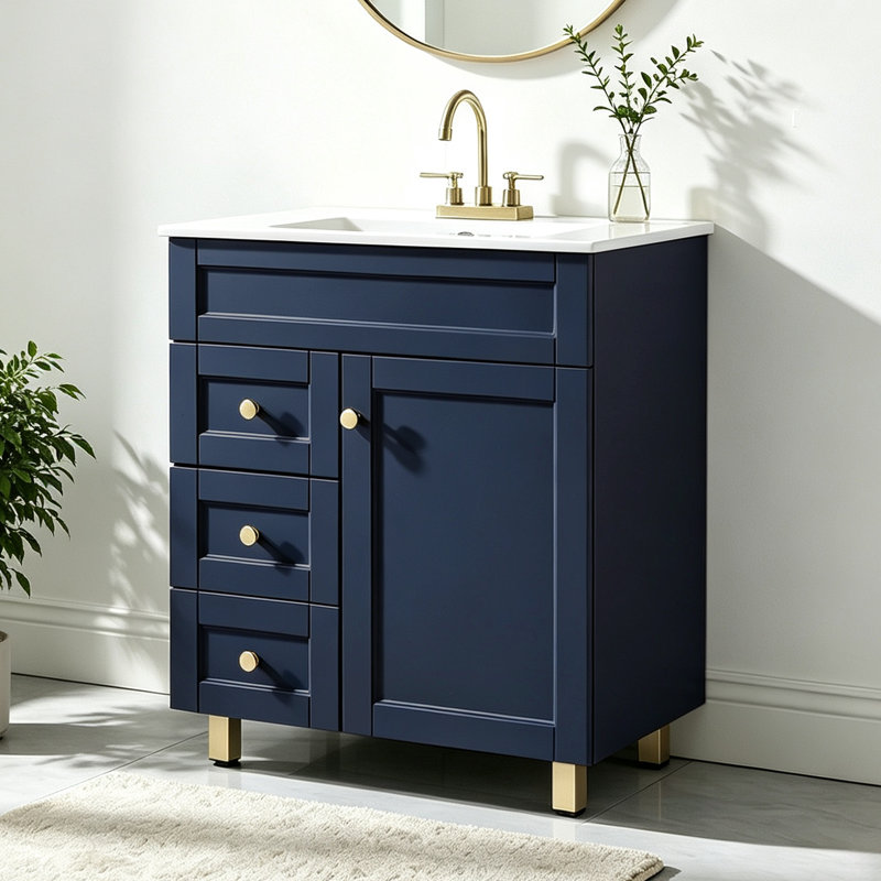 30"Modern Blue Free-Standing Single Bathroom Vanity Set