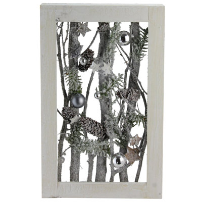 14,25 "branches de bouleau debout décorées dans un cadre de table en bois ou décoration murale
